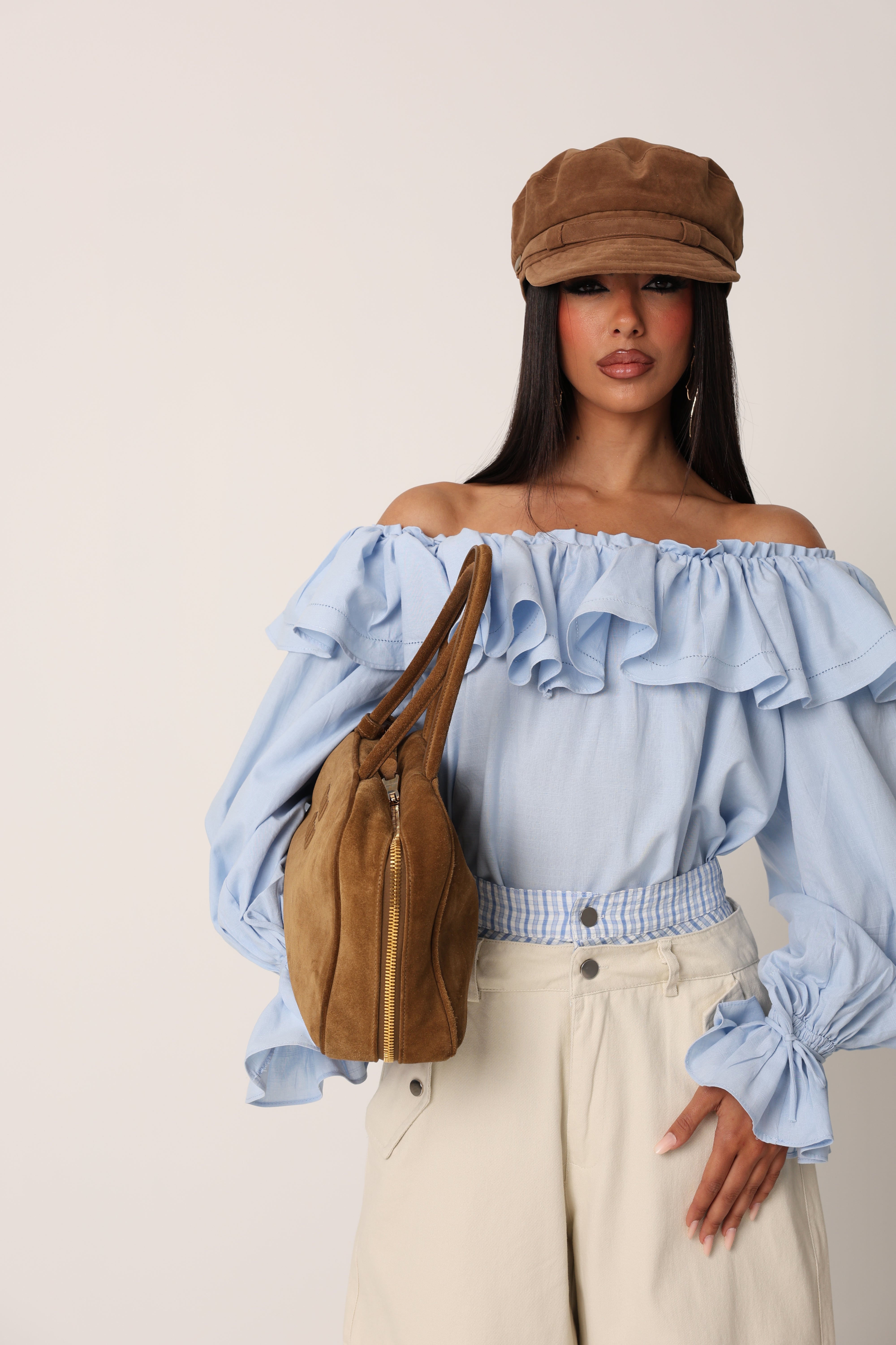 BLUSA ROUCHES MILEY AZZURRA