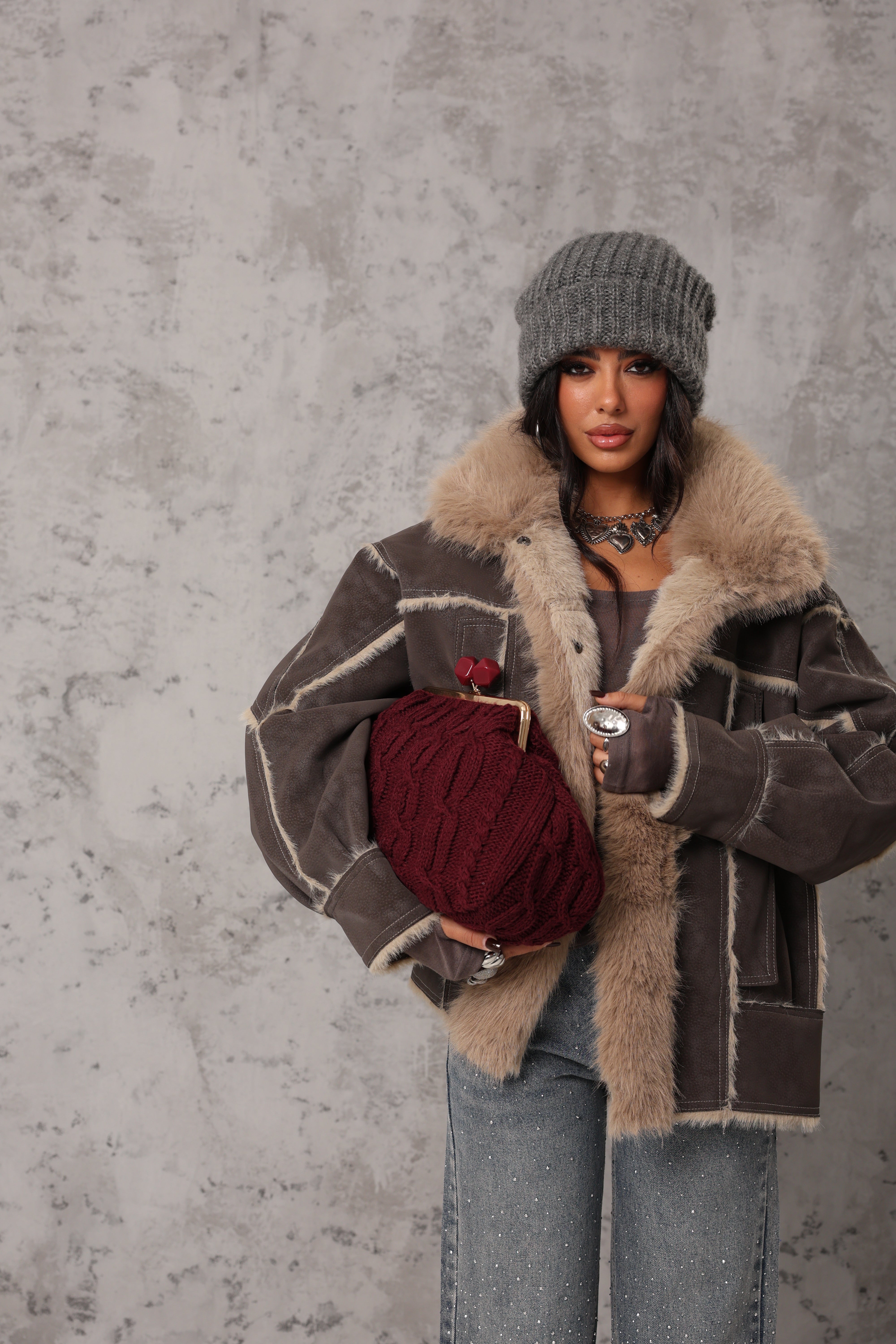 MONTONE ERMY MARRONE/BEIGE