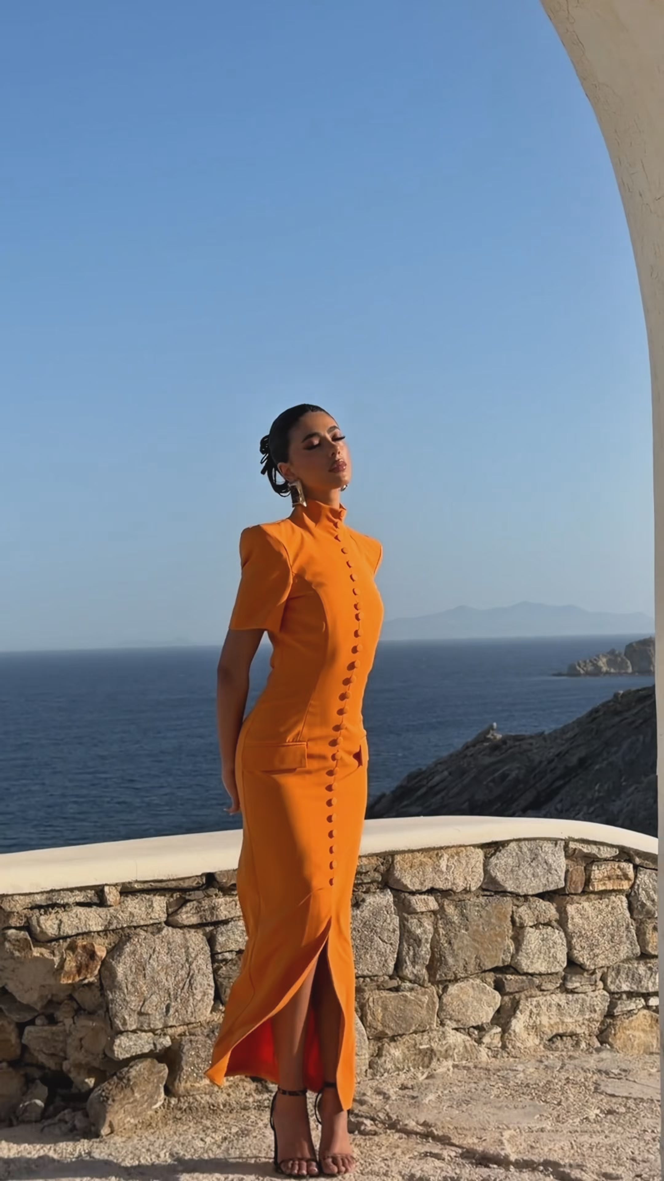 VESTITO BOTTONI KASTRO ARANCIO BY MARZIA MANGO